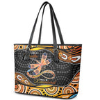 Aboriginal Dragonfly Leather Tote Bag As Long As I Breathe You'll Be Remembered