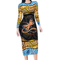 Aboriginal Dragonfly Long Sleeve Bodycon Dress As Long As I Breathe You'll Be Remembered