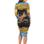 Aboriginal Dragonfly Long Sleeve Bodycon Dress As Long As I Breathe You'll Be Remembered