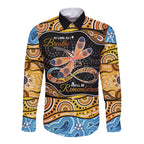 Aboriginal Dragonfly Long Sleeve Button Shirt As Long As I Breathe You'll Be Remembered