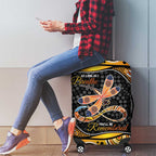 Aboriginal Dragonfly Luggage Cover As Long As I Breathe You'll Be Remembered