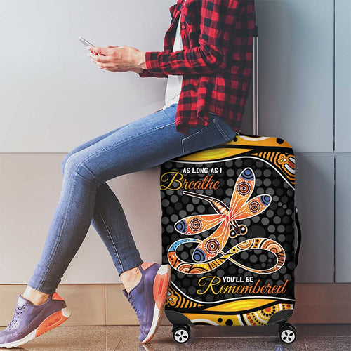 Aboriginal Dragonfly Luggage Cover As Long As I Breathe You'll Be Remembered