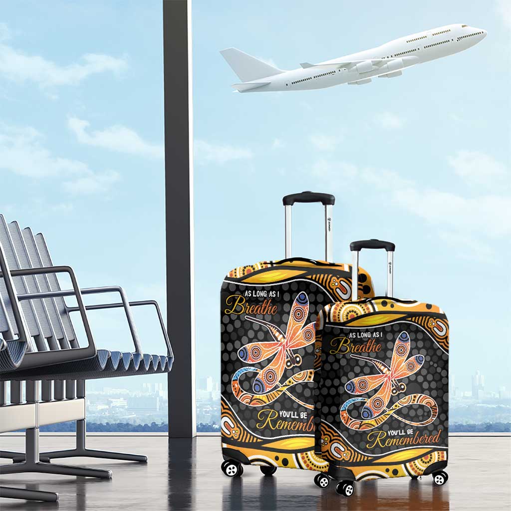 Aboriginal Dragonfly Luggage Cover As Long As I Breathe You'll Be Remembered