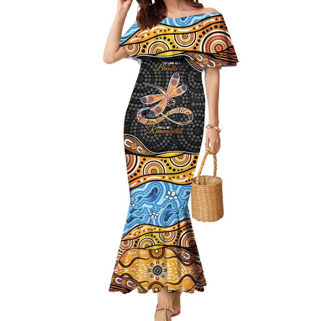Aboriginal Dragonfly Mermaid Dress As Long As I Breathe You'll Be Remembered