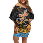 Aboriginal Dragonfly Off Shoulder Short Dress As Long As I Breathe You'll Be Remembered