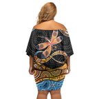 Aboriginal Dragonfly Off Shoulder Short Dress As Long As I Breathe You'll Be Remembered