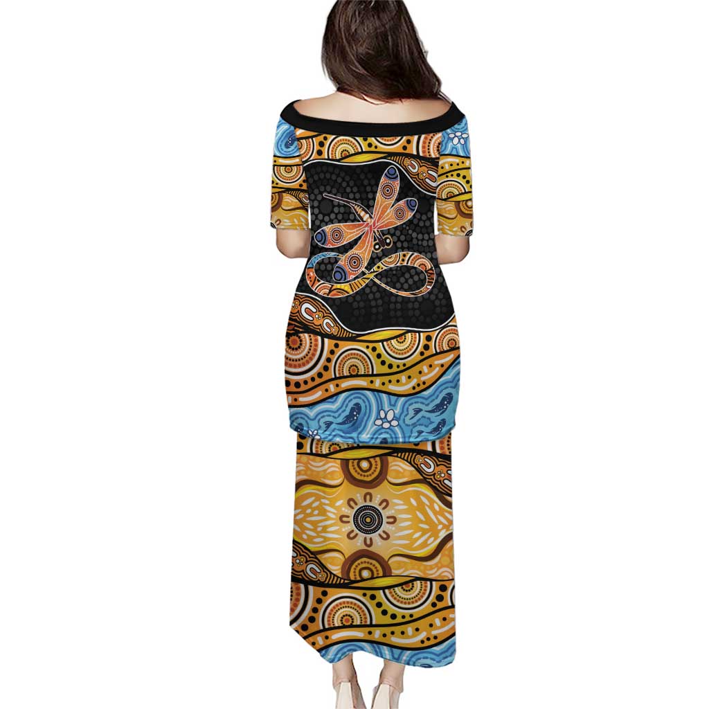 Aboriginal Dragonfly Puletasi As Long As I Breathe You'll Be Remembered