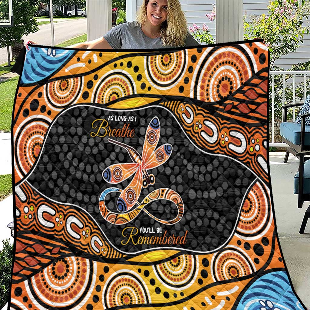 Aboriginal Dragonfly Quilt As Long As I Breathe You'll Be Remembered