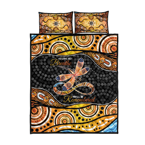 Aboriginal Dragonfly Quilt Bed Set As Long As I Breathe You'll Be Remembered