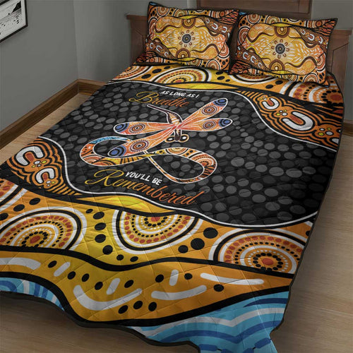 Aboriginal Dragonfly Quilt Bed Set As Long As I Breathe You'll Be Remembered