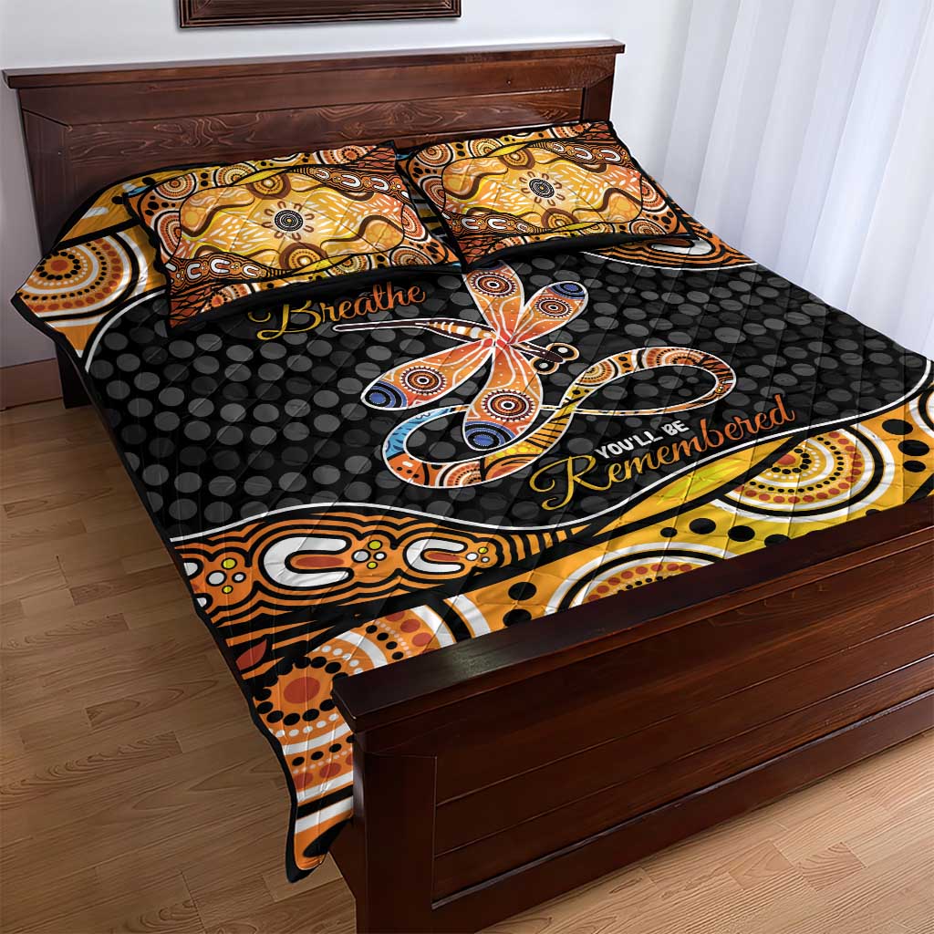 Aboriginal Dragonfly Quilt Bed Set As Long As I Breathe You'll Be Remembered