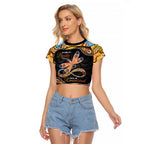 Aboriginal Dragonfly Raglan Cropped T Shirt As Long As I Breathe You'll Be Remembered