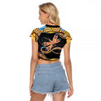 Aboriginal Dragonfly Raglan Cropped T Shirt As Long As I Breathe You'll Be Remembered