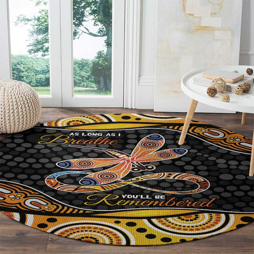 Aboriginal Dragonfly Round Carpet As Long As I Breathe You'll Be Remembered