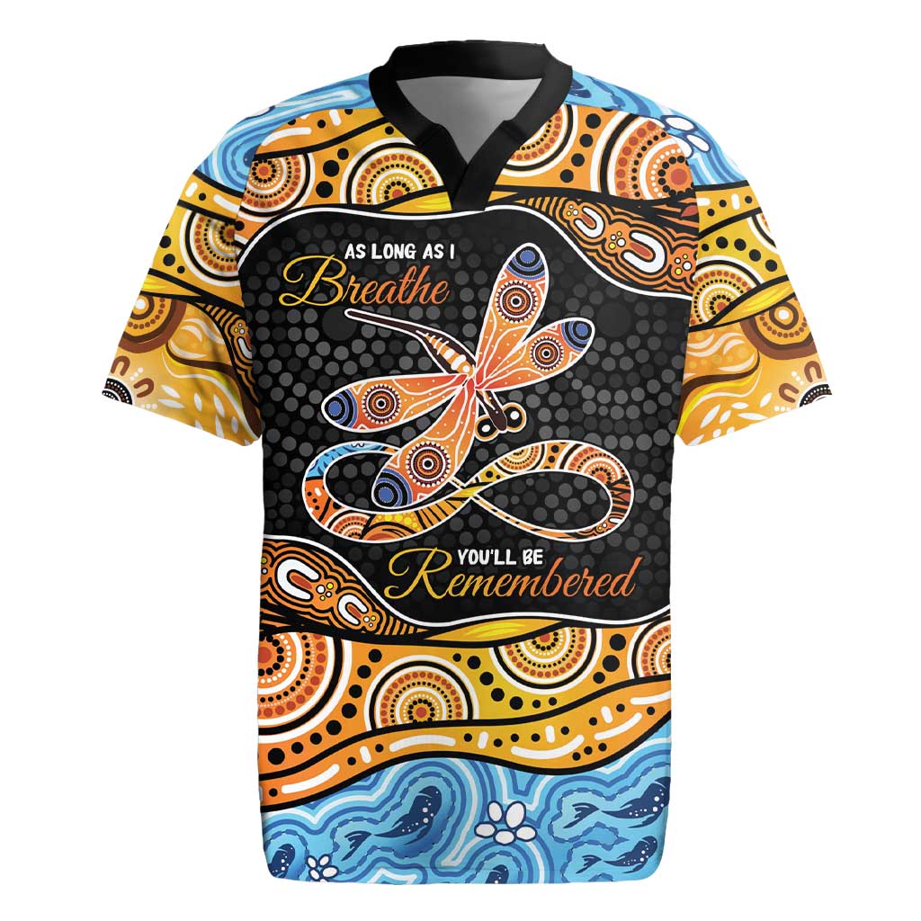 Aboriginal Dragonfly Rugby Jersey As Long As I Breathe You'll Be Remembered