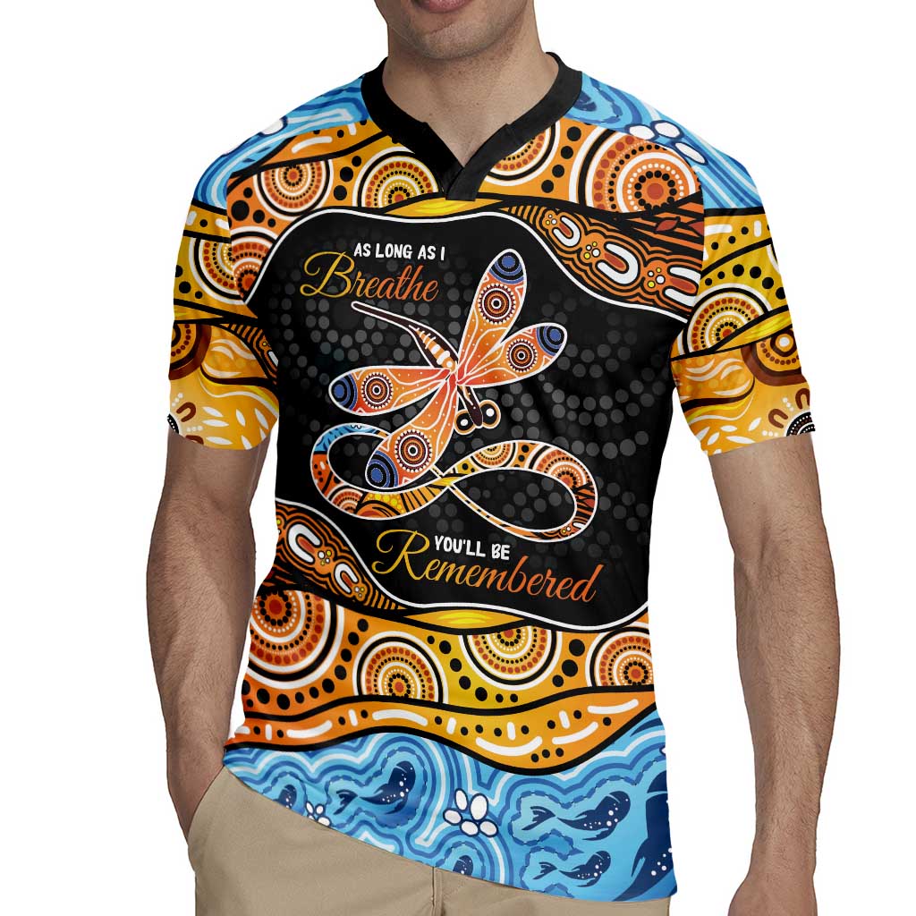 Aboriginal Dragonfly Rugby Jersey As Long As I Breathe You'll Be Remembered