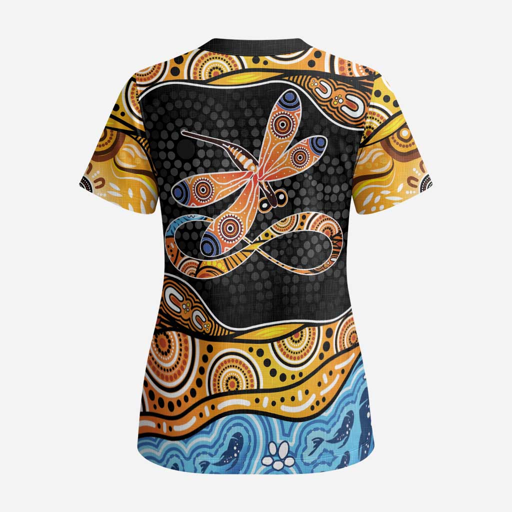 Aboriginal Dragonfly Scrub Top As Long As I Breathe You'll Be Remembered - Aussie Hoodie