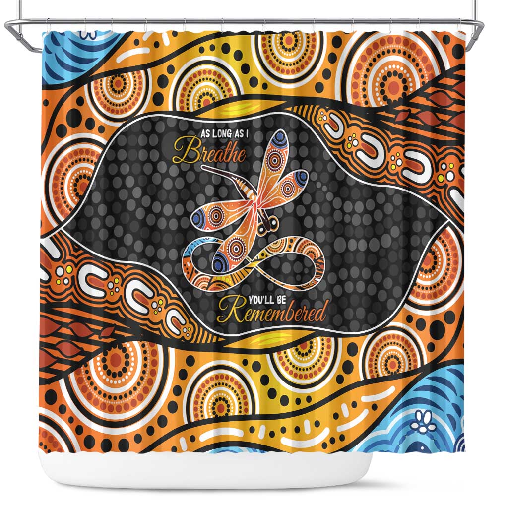 Aboriginal Dragonfly Shower Curtain As Long As I Breathe You'll Be Remembered