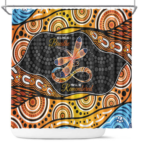 Aboriginal Dragonfly Shower Curtain As Long As I Breathe You'll Be Remembered