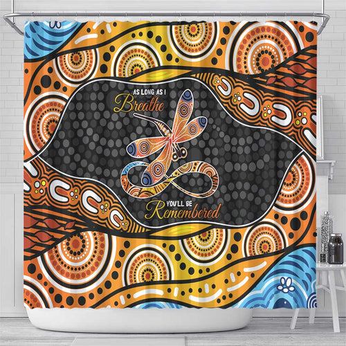Aboriginal Dragonfly Shower Curtain As Long As I Breathe You'll Be Remembered