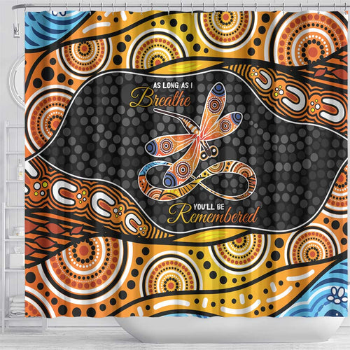 Aboriginal Dragonfly Shower Curtain As Long As I Breathe You'll Be Remembered