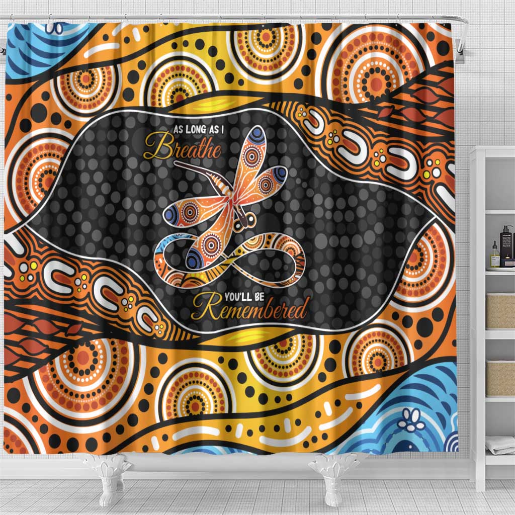 Aboriginal Dragonfly Shower Curtain As Long As I Breathe You'll Be Remembered