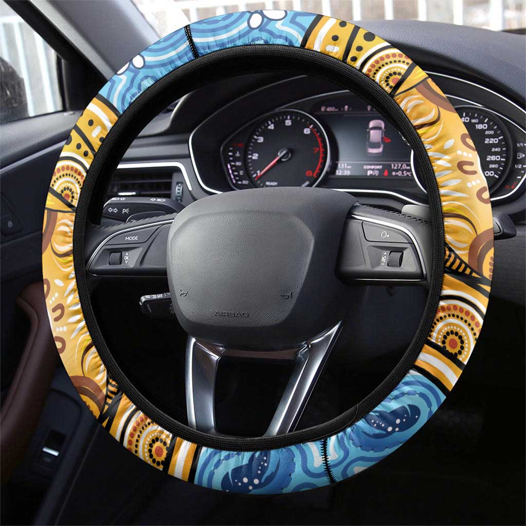 Aboriginal Dragonfly Steering Wheel Cover As Long As I Breathe You'll Be Remembered