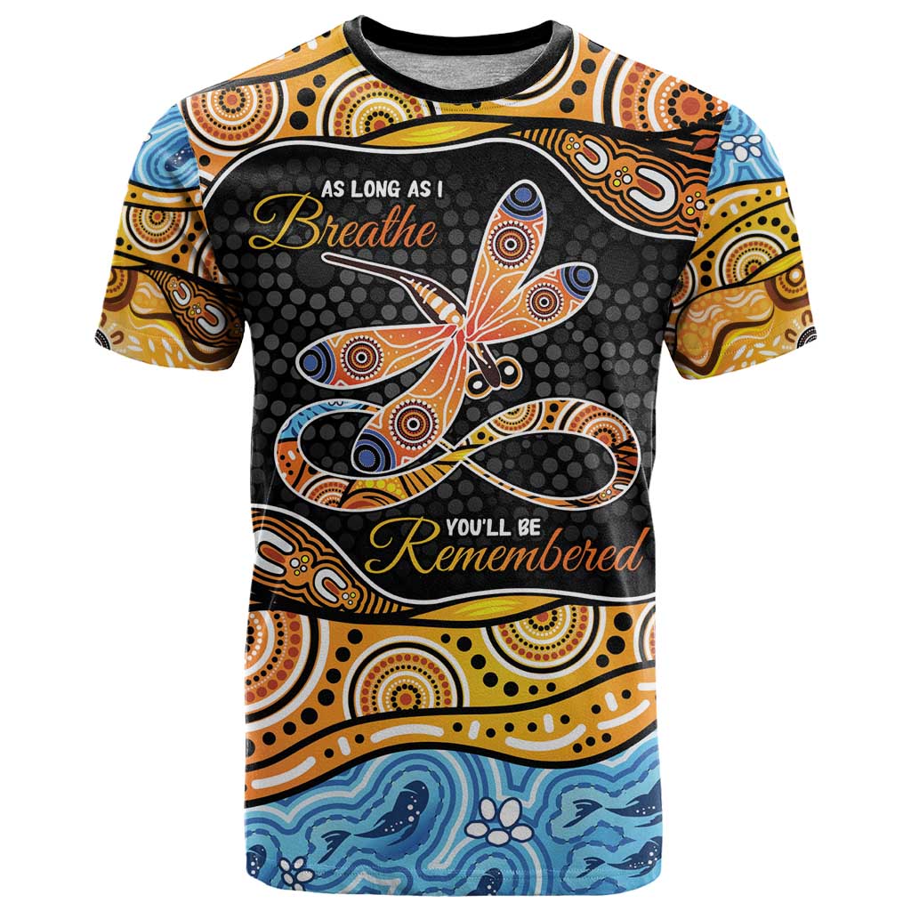 Aboriginal Dragonfly T Shirt As Long As I Breathe You'll Be Remembered