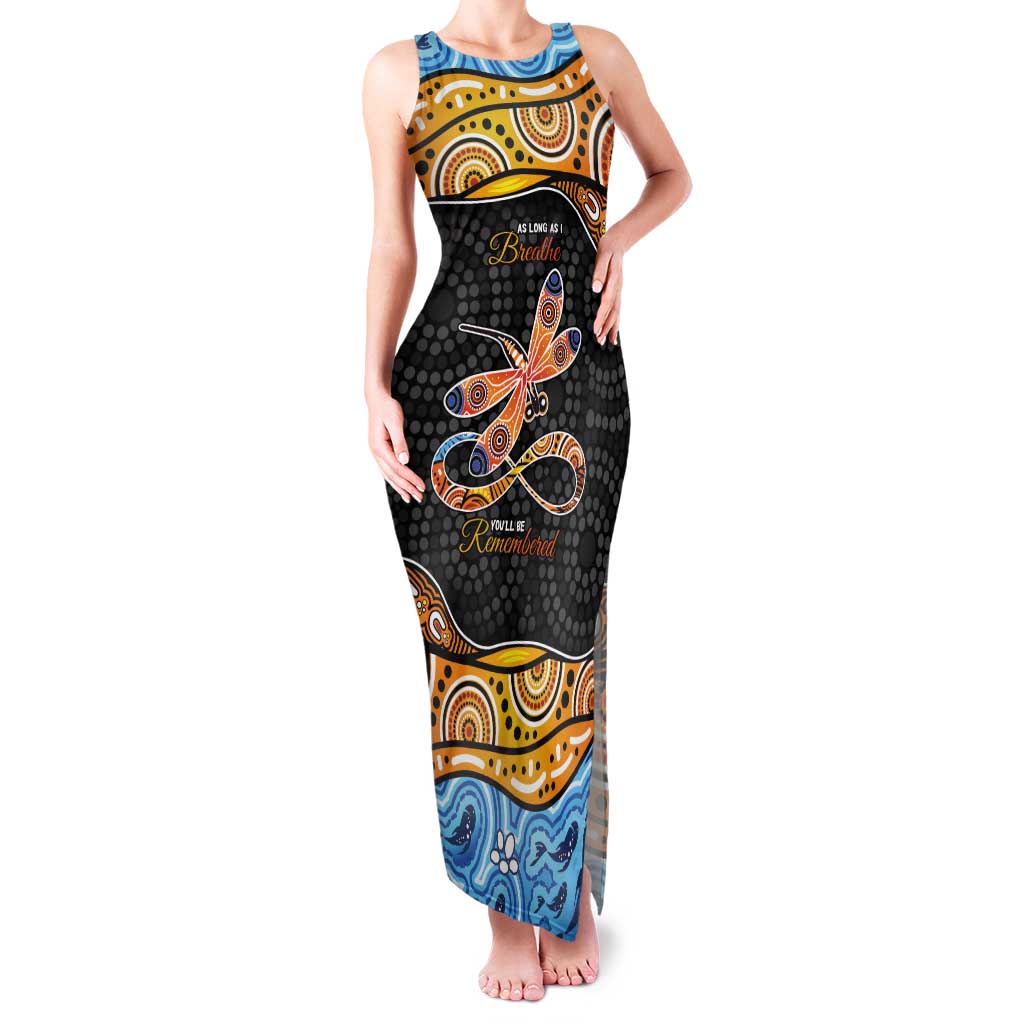 Aboriginal Dragonfly Tank Maxi Dress As Long As I Breathe You'll Be Remembered