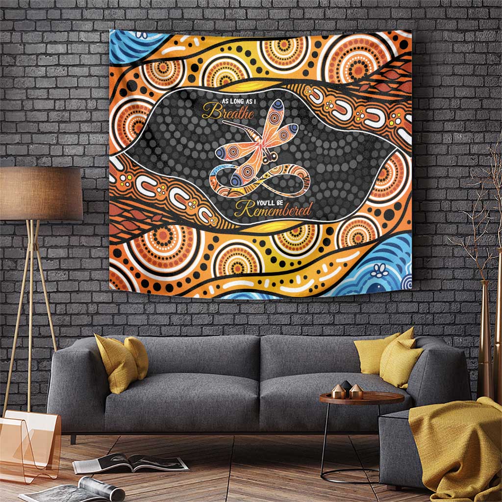 Aboriginal Dragonfly Tapestry As Long As I Breathe You'll Be Remembered