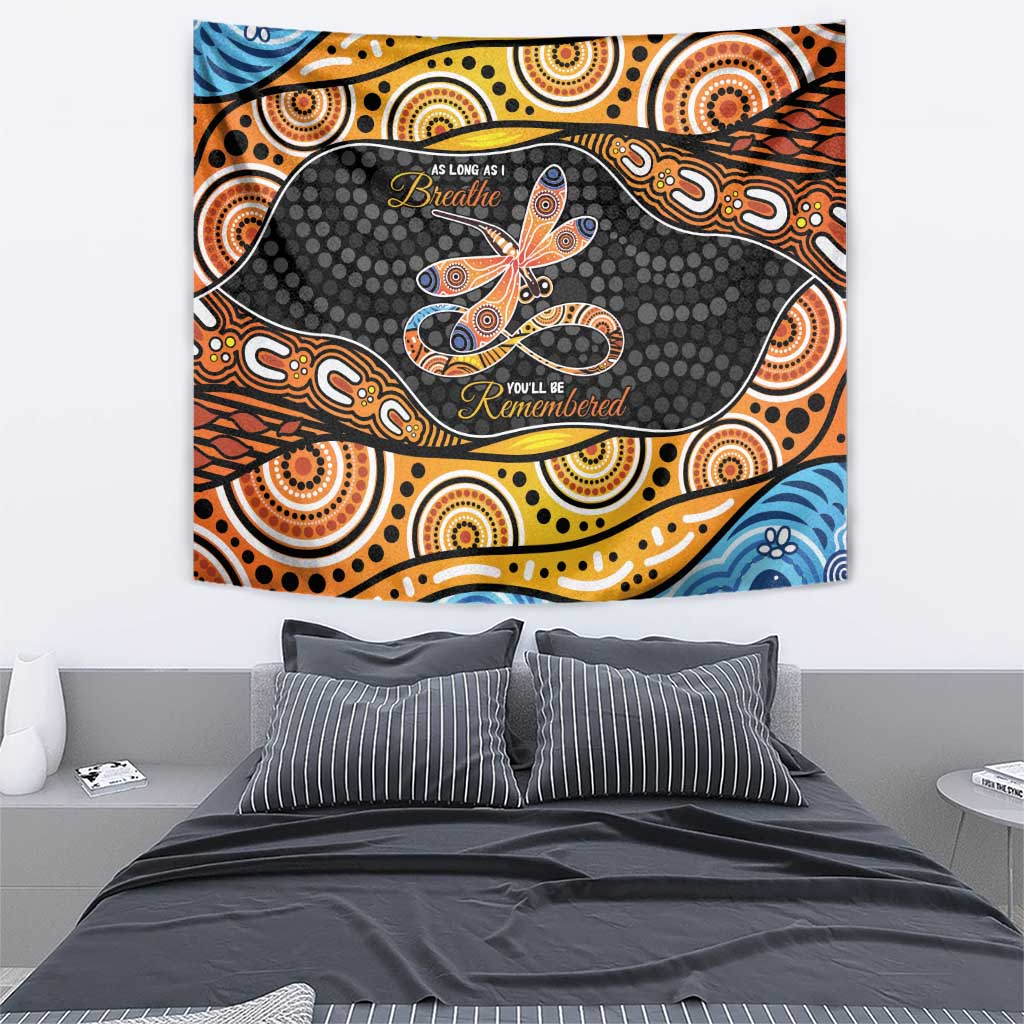 Aboriginal Dragonfly Tapestry As Long As I Breathe You'll Be Remembered