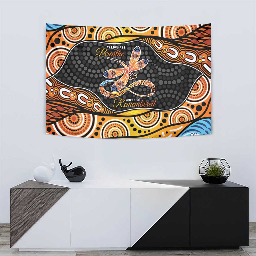 Aboriginal Dragonfly Tapestry As Long As I Breathe You'll Be Remembered