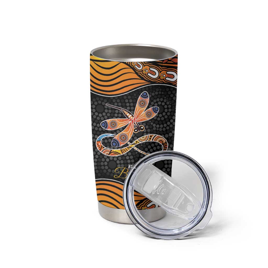 Aboriginal Dragonfly Tumbler Cup As Long As I Breathe You'll Be Remembered