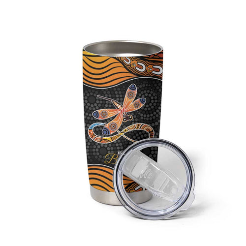 Aboriginal Dragonfly Tumbler Cup As Long As I Breathe You'll Be Remembered