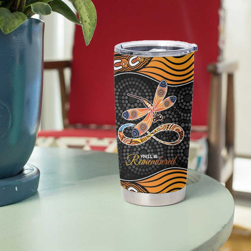 Aboriginal Dragonfly Tumbler Cup As Long As I Breathe You'll Be Remembered