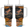 Aboriginal Dragonfly Tumbler With Handle As Long As I Breathe You'll Be Remembered