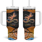 Aboriginal Dragonfly Tumbler With Handle As Long As I Breathe You'll Be Remembered