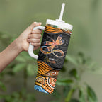 Aboriginal Dragonfly Tumbler With Handle As Long As I Breathe You'll Be Remembered