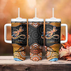 Aboriginal Dragonfly Tumbler With Handle As Long As I Breathe You'll Be Remembered