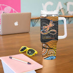 Aboriginal Dragonfly Tumbler With Handle As Long As I Breathe You'll Be Remembered