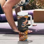 Aboriginal Dragonfly Tumbler With Handle As Long As I Breathe You'll Be Remembered