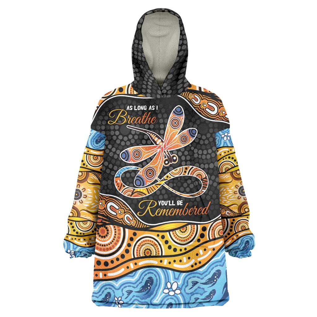 Aboriginal Dragonfly Wearable Blanket Hoodie As Long As I Breathe You'll Be Remembered