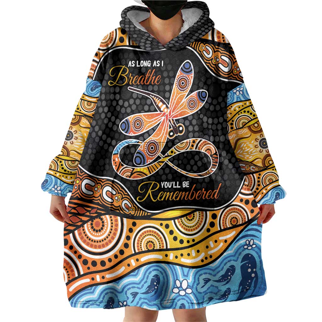 Aboriginal Dragonfly Wearable Blanket Hoodie As Long As I Breathe You'll Be Remembered