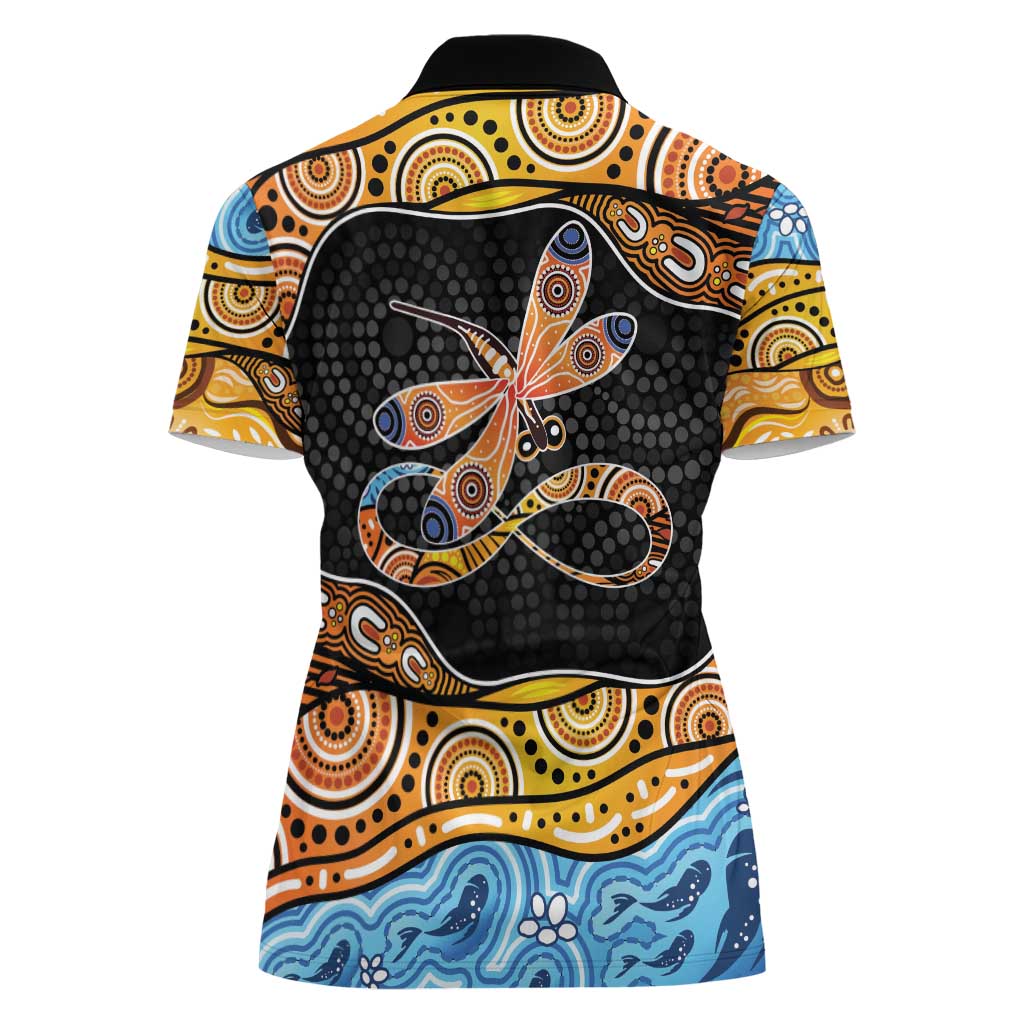 Aboriginal Dragonfly Women Polo Shirt As Long As I Breathe You'll Be Remembered