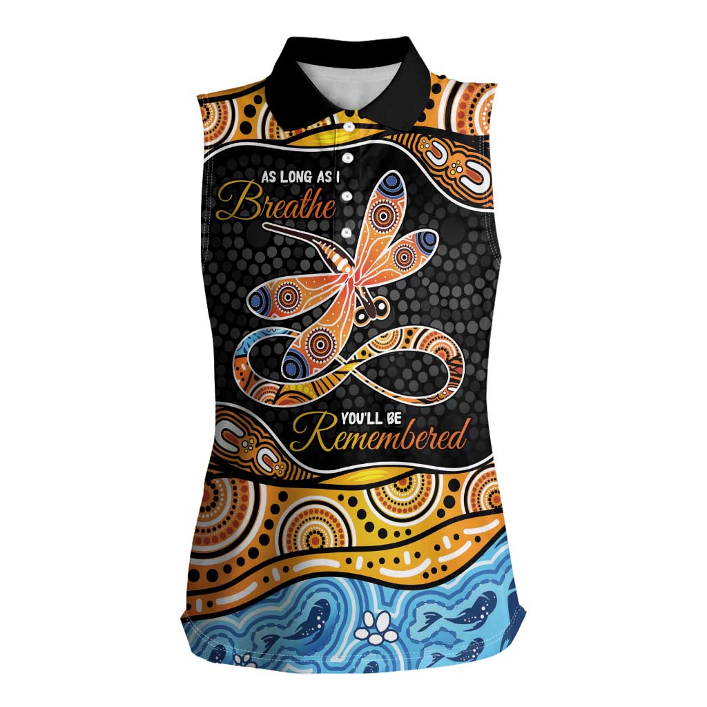 Aboriginal Dragonfly Women Sleeveless Polo Shirt As Long As I Breathe You'll Be Remembered