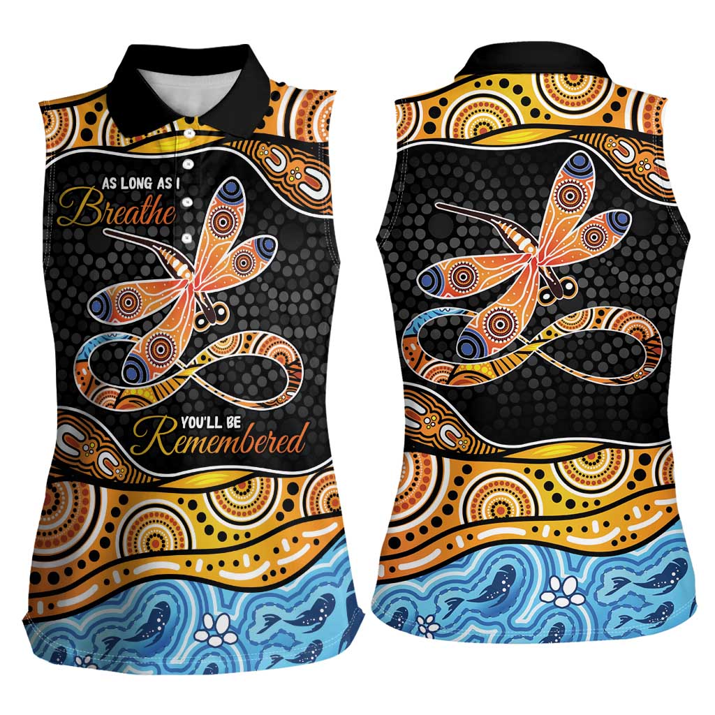 Aboriginal Dragonfly Women Sleeveless Polo Shirt As Long As I Breathe You'll Be Remembered