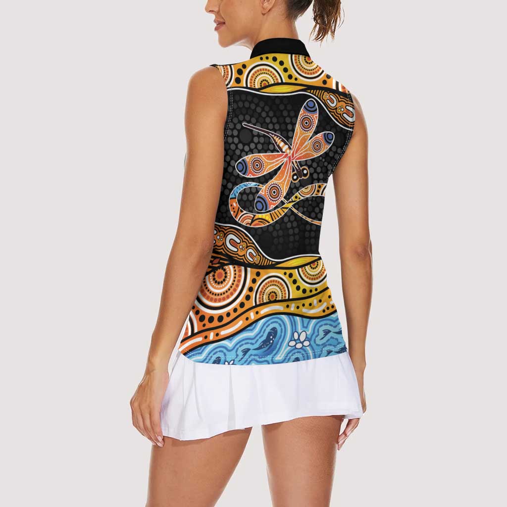 Aboriginal Dragonfly Women Sleeveless Polo Shirt As Long As I Breathe You'll Be Remembered