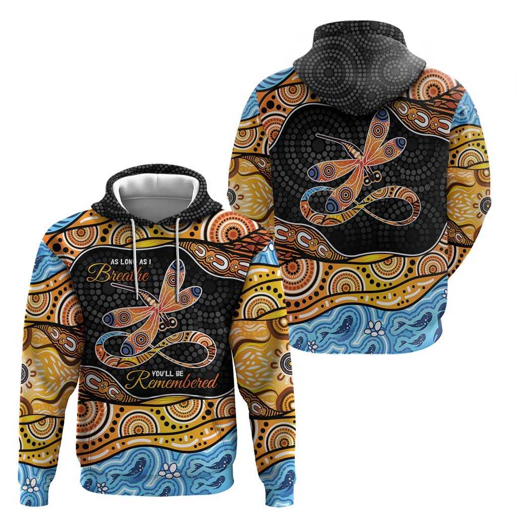 Aboriginal Dragonfly Zip Hoodie As Long As I Breathe You'll Be Remembered