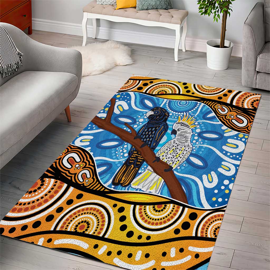 Australia Birds Aboriginal Art Area Rug