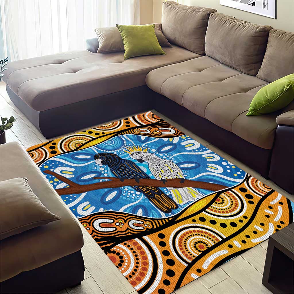 Australia Birds Aboriginal Art Area Rug
